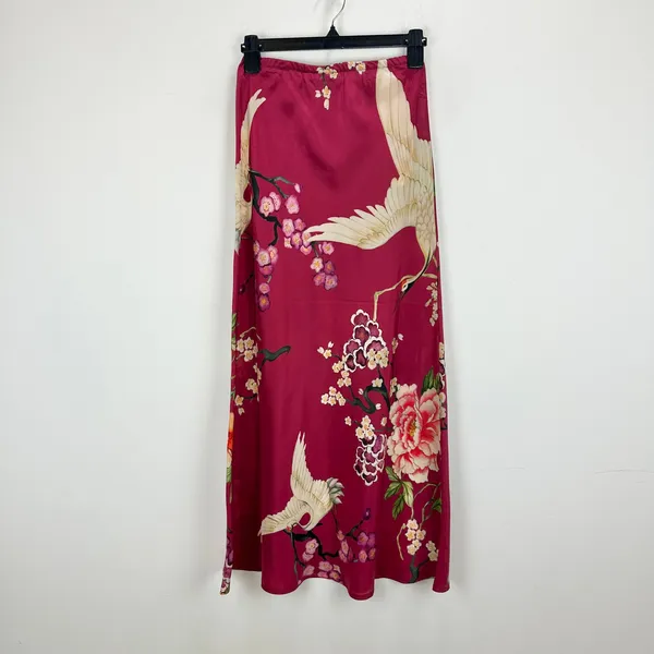 Bryn Walker 100% Silk Slip Skirt Maxi Printed Floral Bias A Line Pull On XXS NWT - Image 6