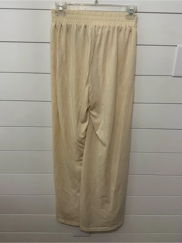 cream elastic-waist wide-leg lounge trousers. XS - Image 4