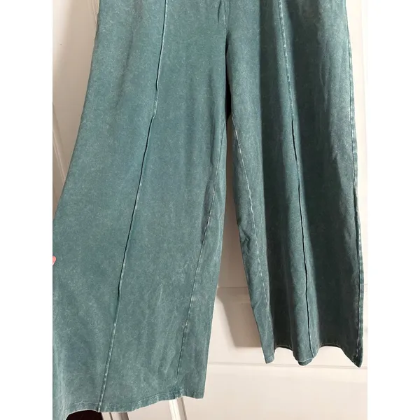 Double Zero Teal Pant Set Drift Away Mineral Wash Wide Leg Medium NWT - Image 8