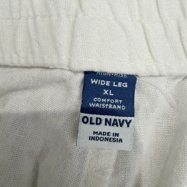 Old Navy Women Linen Blend Wide Leg Cream XL Pull On‎ Stretch NWT Casual Travel - Image 4