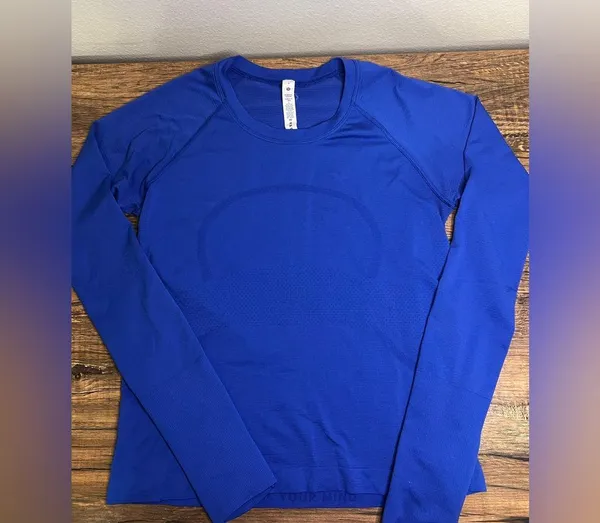 Lululemon Swiftly Tech LS 2.0 Long Sleeve Top Size 8 Blue Thumbholes - Image 3