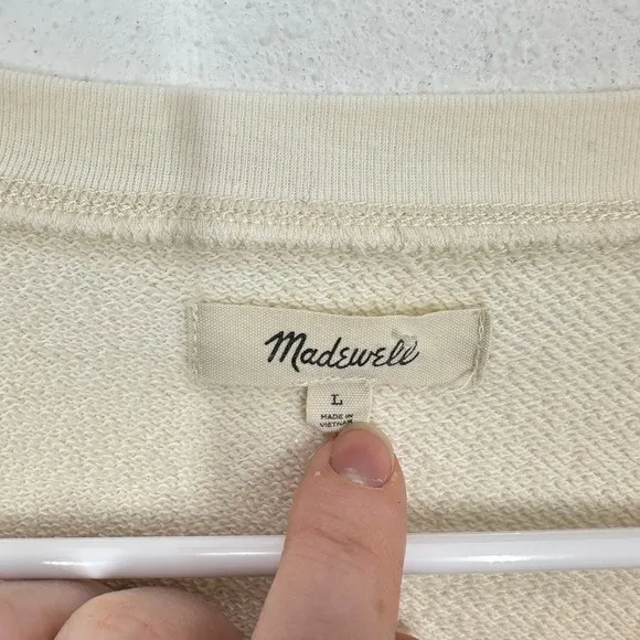 Madewell Cream Puff Sleeve Henley Sweatshirt Pullover‎ Top Womens Size L - Image 8
