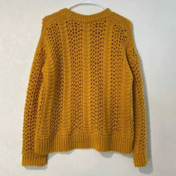 Madewell Mustard Chunky Knit Sweater Small Boho Cozy Cottagecore - Image 3
