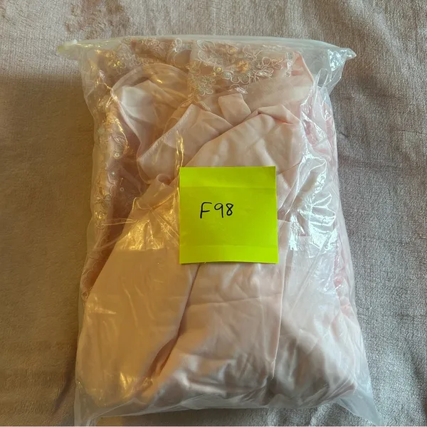 Light pink chiffon short sleeveMother of the Bride dress sequins appliqué size 6 - Image 10