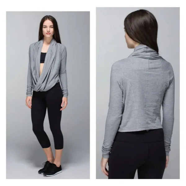 Lululemon Iconic Wrap Womens 6 Yoga heathered gray loose‎ fit workout dance - Image 2
