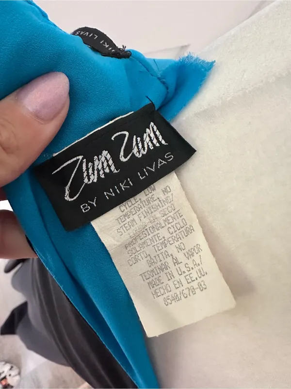 Vintage Zum Zum By Niki Livas Black & Blue High-Low Slip Dress - Image 8