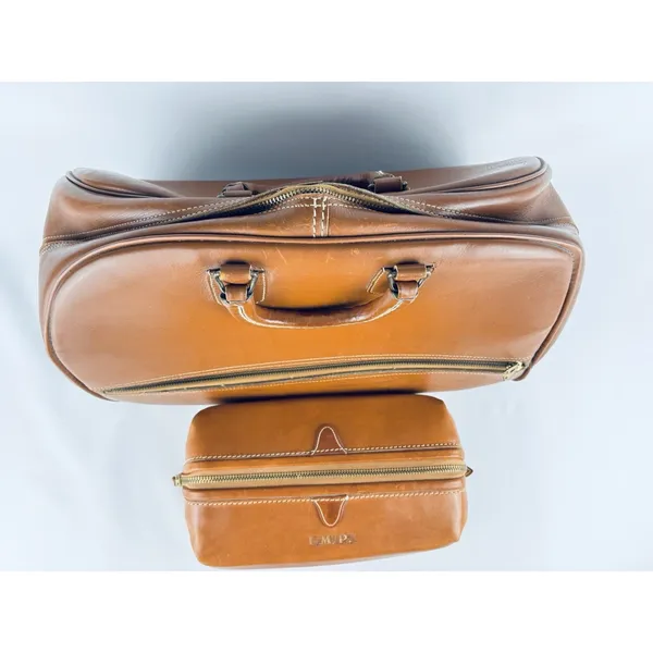 Vintage Top Grain Cowhide Leather Travel Bag Bag + Dopp Kit Leather Toiletry - Image 15