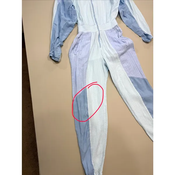Paradised Blue colorblock Kelsey zip up Jumpsuit Medium - Image 5