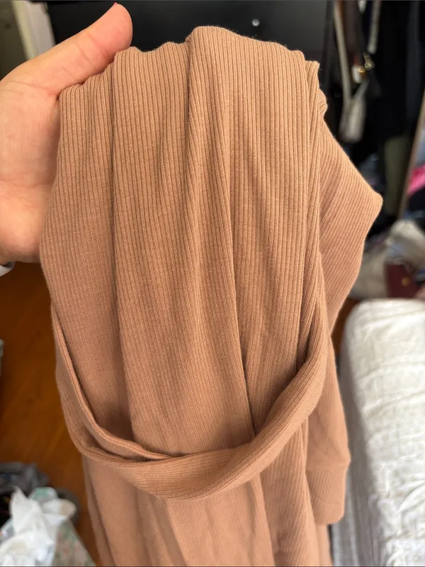 Skims Sienna Brown Ribbed Long Sleeve Robe - Image 3