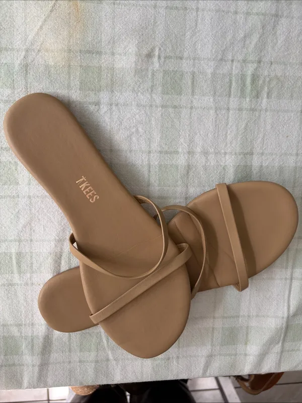 TKEES Slim Double-Strap Sandals in Tan - Image 6