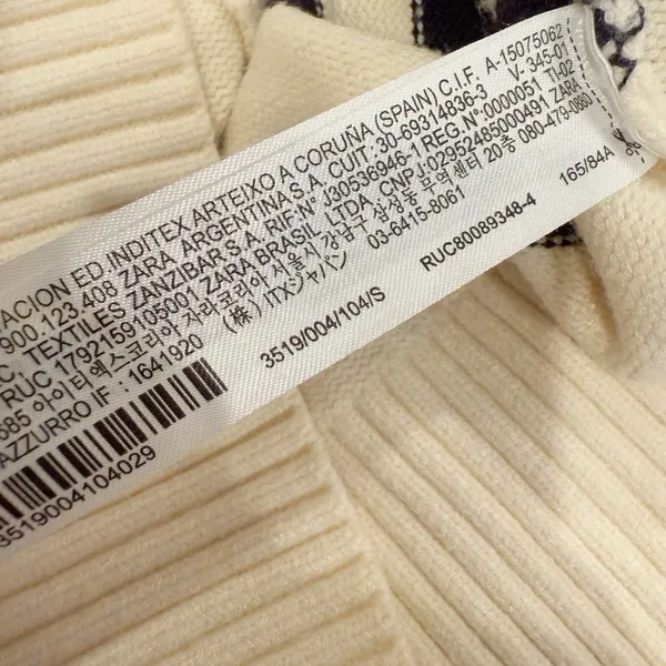 ZARA Stripe Cardigan Sweater in Ivory and Black‎ Stripes button front - Image 5