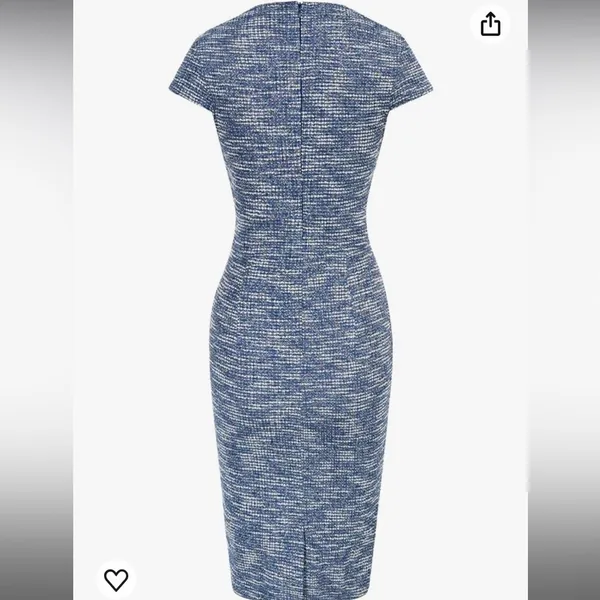 🆕 Grace Karin | Cap Sleeve Tweed Pencil Dress Blue White Small NWT - Image 3