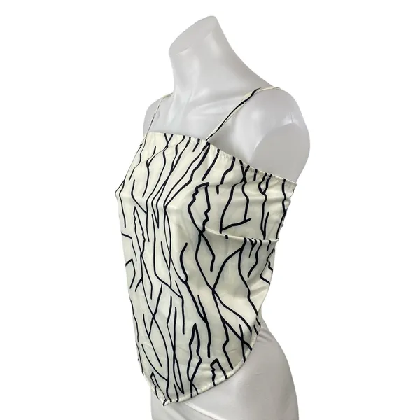 Commense Women's White Black Abstract Sleeveless Longline Cami Crop Top Size XS - Image 2