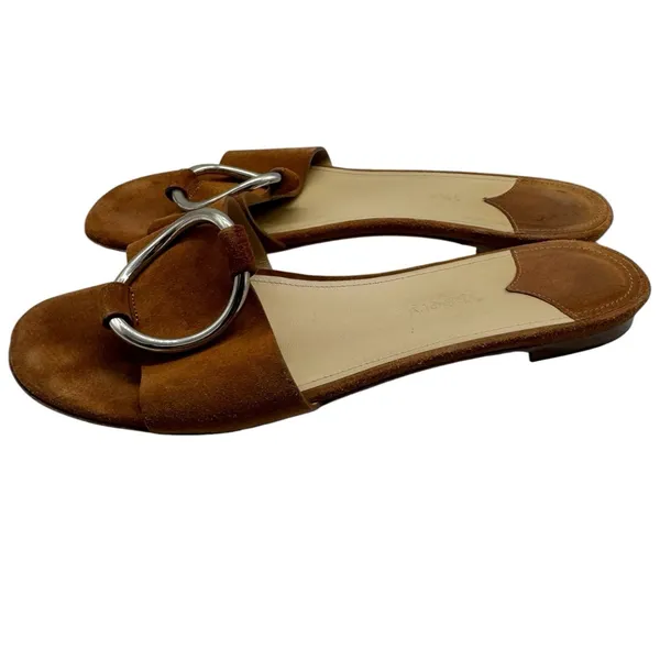 Theory Adeley Brown Suede Leather Ring Slip On Sandals Size 38.5 - Image 2