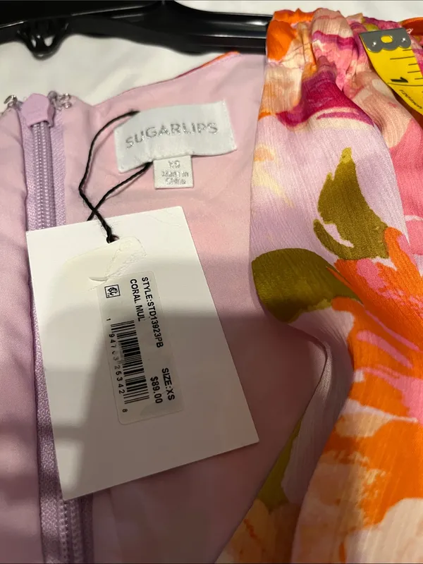 Sugarlips Pink Floral Maxi Dress with Tie-Shoulder Straps - Image 5