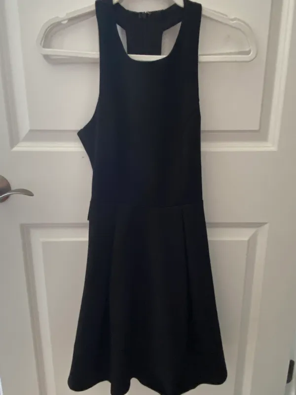 Black Lulus Skater Mini Dress with Cutouts - Image 2
