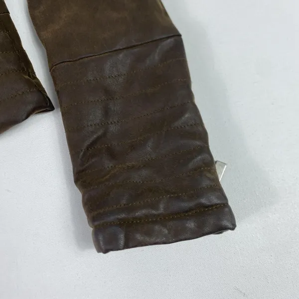 J2 Jacket Womens Medium Brown Faux‎ Leather Moto Biker Full Zip Pockets Collared - Image 8