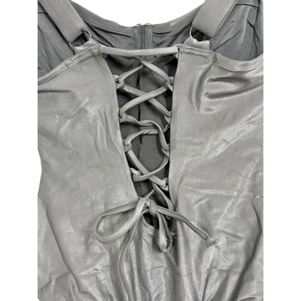 NEW TA3 Lifty Pewter Silver Underwire Corset One Piece Swimsuit Size L Short B/C - Image 7