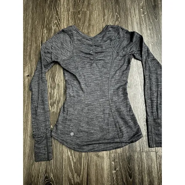Lululemon 5 Mile Long Sleeve Tiger Space Dye Dark Slate Black - Image 4