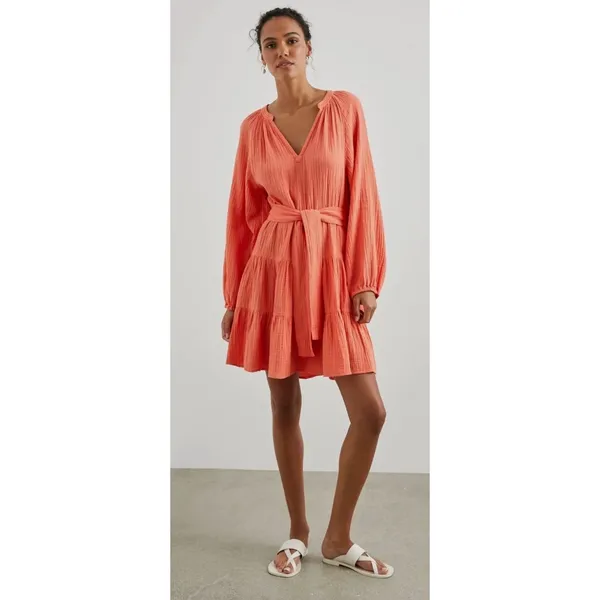 Rails Aureta Cotton Gauze Mini Dress Womens Medium Orange Resort Travel Vacation - Image 3