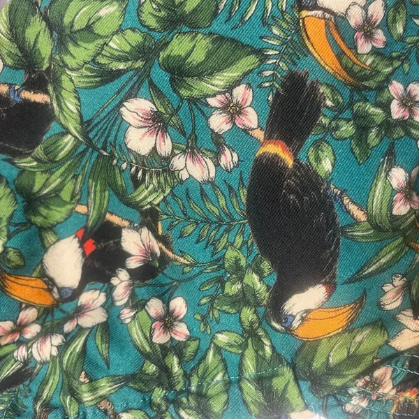 Dolan x Anthropologie Green Left Coast Smocked Puff Sleeved Top Tropical Bird XL - Image 4