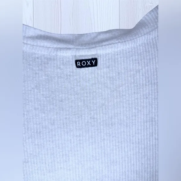 ROXY City at Night Coastal Grey Ribbed Longline Cardigan Button Front Layer - Image 7