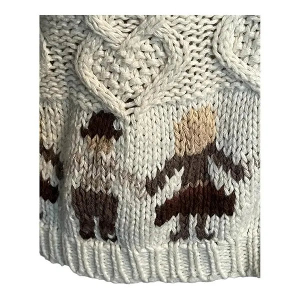 Red Camel Llama Novelty Cardigan Sweater Womens Large Cream Brown Vintage‎ Ramie - Image 3