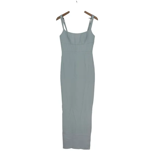 Thread Corset Midriff Crepe Column‎ Maxi Dress In Mist Size 4 - Image 3