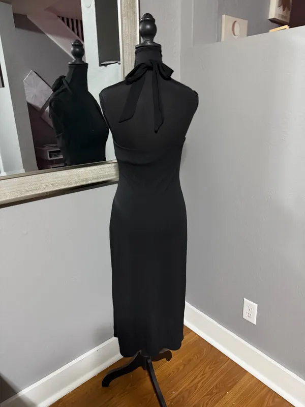 Banana Republic Whimsy-Goth V Neck Halter Cocktail Dress Black Size Small. - Image 5