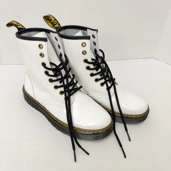 Dr. Martens White Patent Leather Combat Style Boots Size 6 - Image 12