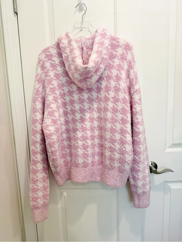SKIMS Cozy‎ Knit Unisex Hoodie in Petal Houndstooth Apres Ski - Image 3