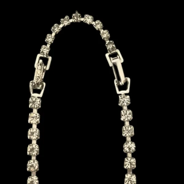 Vintage Estate Silver Clear Rhinestones Necklace Classic Formal - Image 8