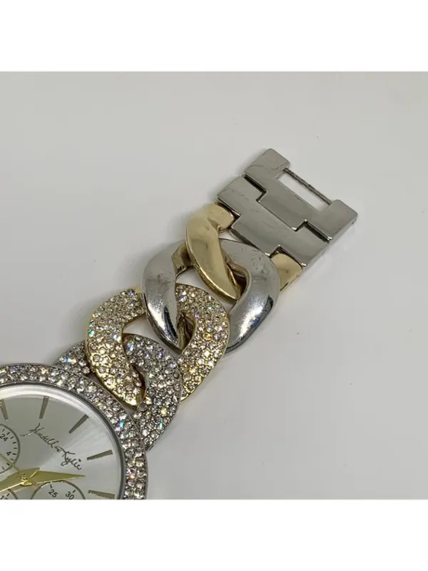 Kendall Kylie women’s watch gold silver tone 37mm rhinestones up to 6.5” running - Image 4