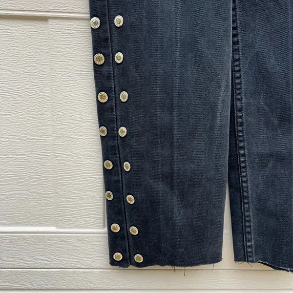 VTG Lawman Bareback Western Jeans High Rise Relaxed Fit Side Button Black Sz 5 - Image 5