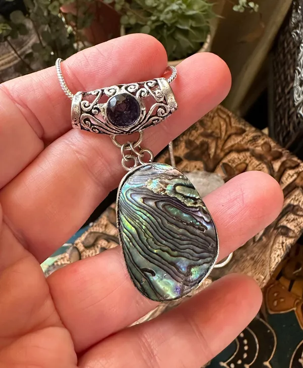 Abalone & Amethyst Gemstone Necklace Multiple - Image 2