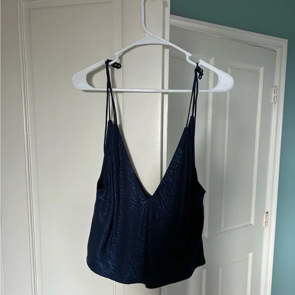 Victoria's Secret Satin Camisole Tank Top in Navy Zebra Animal Print - Image 3
