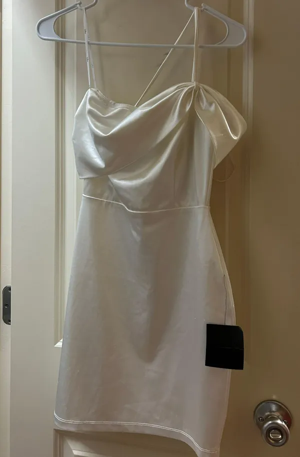 Lulus White One Shoulder Mini Dress - Image 2