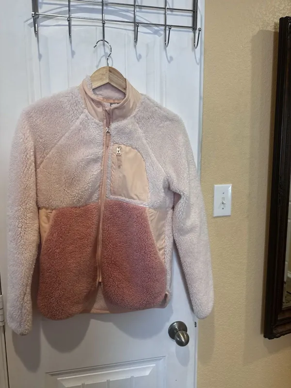 Sweaty Betty Jacket Womens XS Pink Peach Pennine Zip Up Soft Sherpa Fleece - Image 5