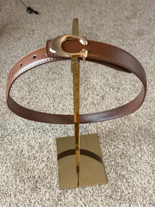 Brown Belt with Gold 'C' Buckle Accent. Very durable & well made. Size- 97cm - Image 3
