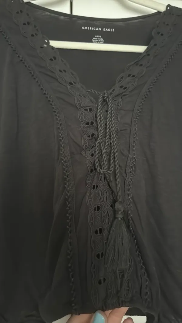 American Eagle Blouse Long Sleeve Dark Grey  - Image 2