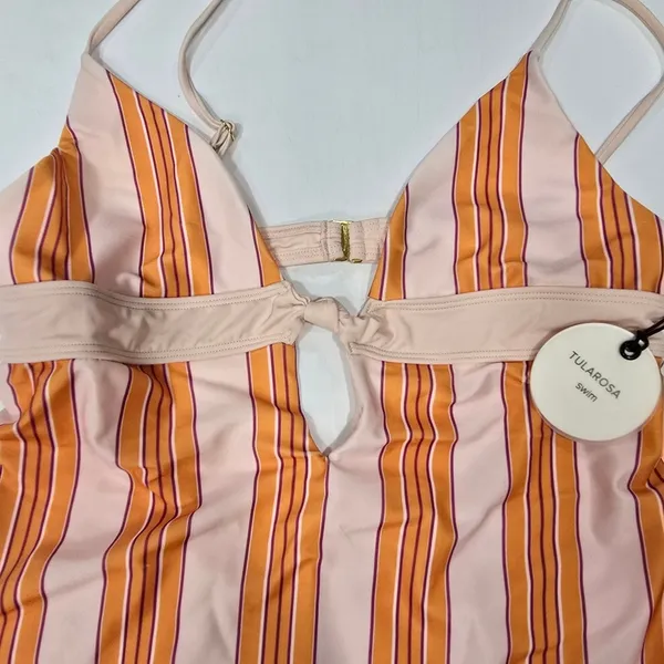Tularosa Knotted One Piece in Tangerine Stripe - Image 6