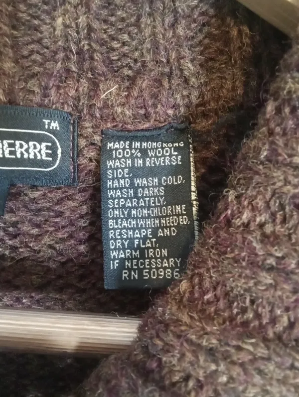 JEANNE Pierre Womens Wool Brown Collared Button Cardigan Sweater Grandpa Vintage - Image 5