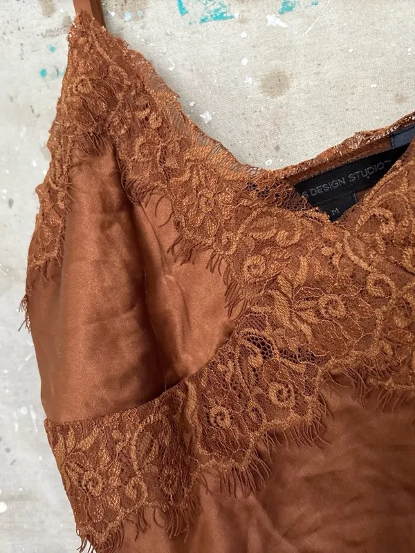 Vintage Y2K Express Silk Satin Lace Baby Doll Slip Dress - Image 5
