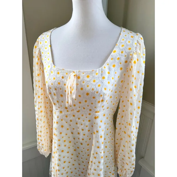 Staud Juniper Daisy Floral Mini Dress Square Neck Balloon Sleeve Size 10 - Image 12
