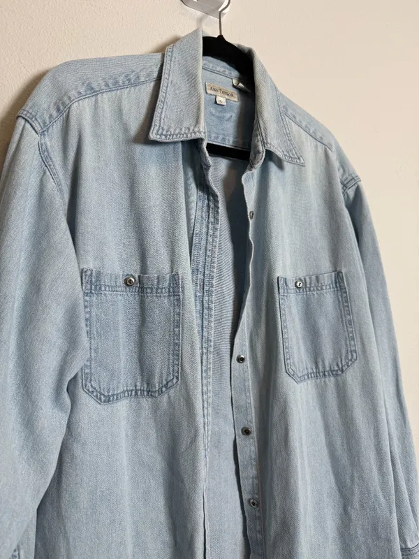 Ann Taylor Vintage Denim oversize Button up shirt - Image 2