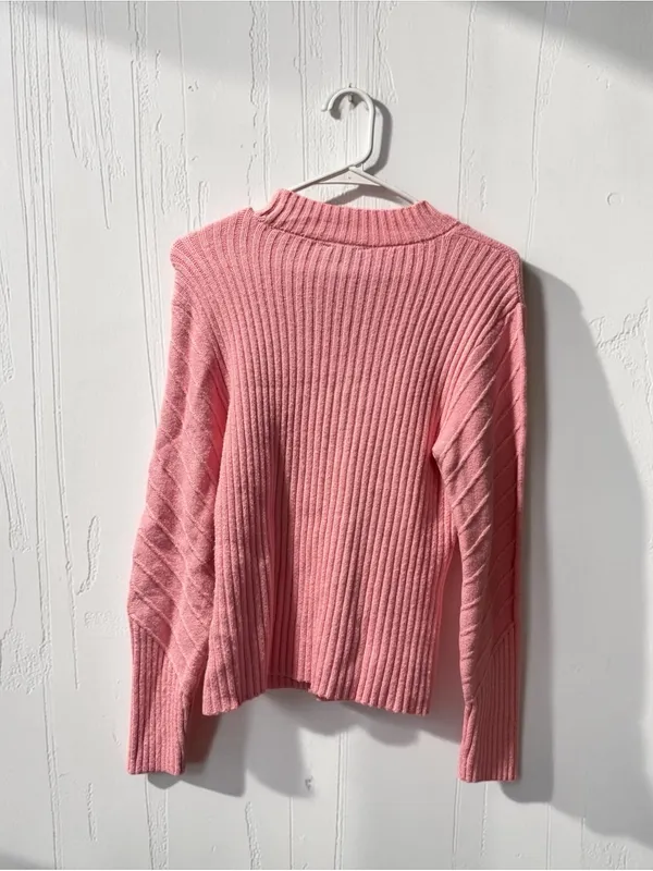 Jessica Simpson Pink Cable-Knit Crewneck Sweater - Image 2