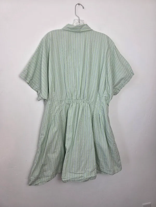 100% Cotton Lime Pastel Green Striped Shirt Dress Academia Preppy Plus Size XXL - Image 8