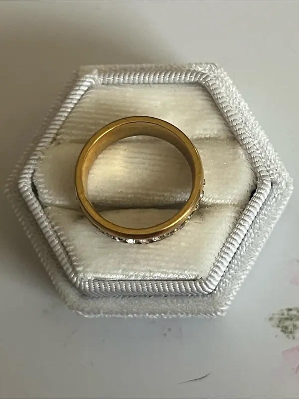 Luxury Collection Titanium Steel Golden w/ Cubic Zirconia Inlay 6mm Band S 6 - Image 3