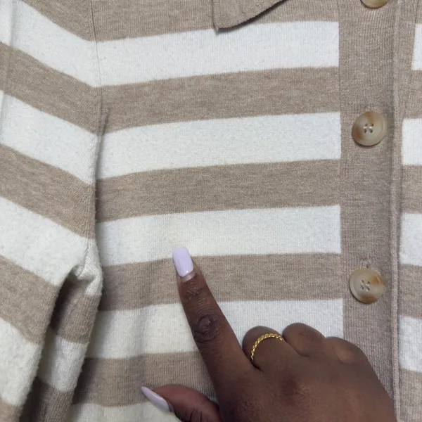 Favorite Daughter Women The Belle‎ Cardigan Sweater Medium Preppy Striped Polo - Image 6