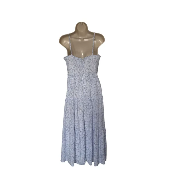 Trixxi Blue White Ditsy Floral Large Tiered Spaghetti Strap Dress Cottagecore - Image 5